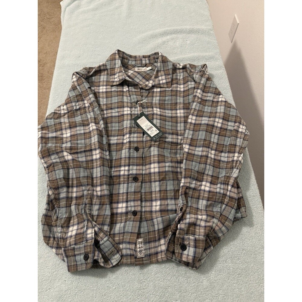 Alpine Design Wadi Hike Flannel Shirt Womens S Brown Plaid Button Up NWT Outdoor
